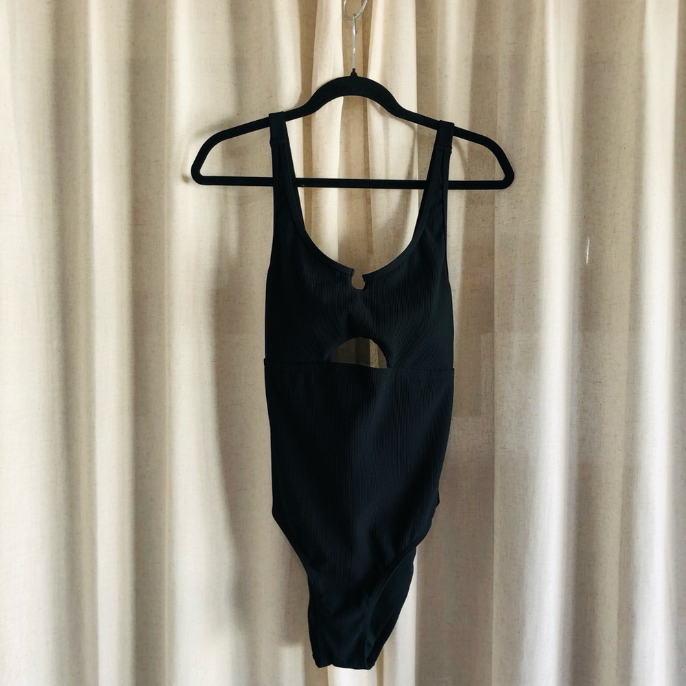 Charmo Black Ribbed One-Piece Swimsuit